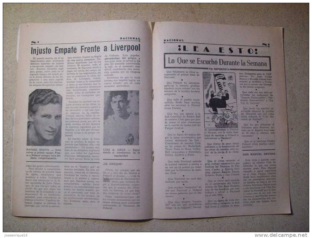 1954 REVISTA CLUB NACIONAL DE FOOTBALL, FUTBOL URUGUAY. MAGAZINE N° 153 - [1] Hasta 1980