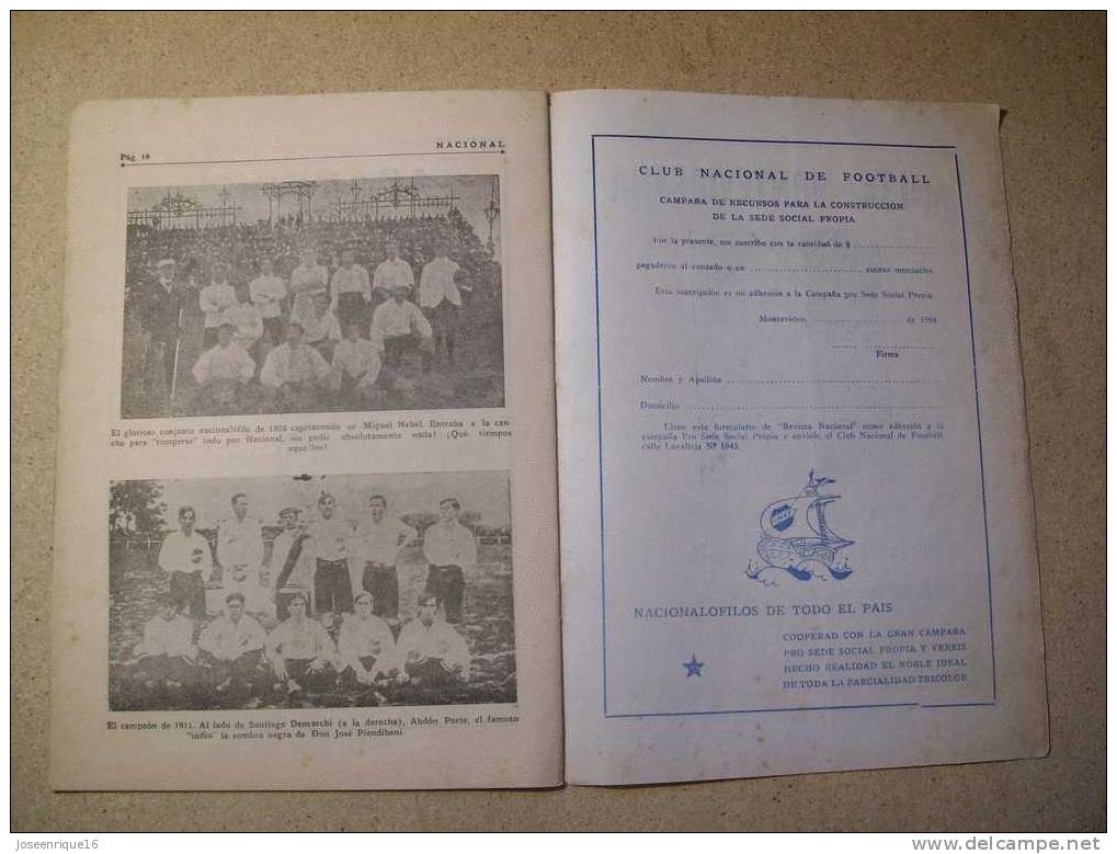 1954 REVISTA CLUB NACIONAL DE FOOTBALL, FUTBOL URUGUAY. MAGAZINE N° 148 NESTOR CARBALLO - [1] Hasta 1980