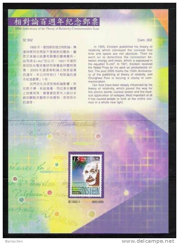 Folder 2005 Albert Einstein Relativity E=mc² Stamp Atom Famous Mathematics - Atoom