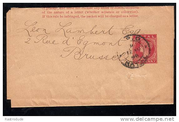 NATAL 1898 1d POSTAL STATIONERY WRAPPER USED TO BELGIUM - Natal (1857-1909)