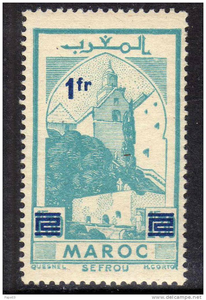 Maroc N° 297 XX Timbre Surchargé : 1 F. Sur 1 F. 30  Bleu-vert   TB - Other & Unclassified