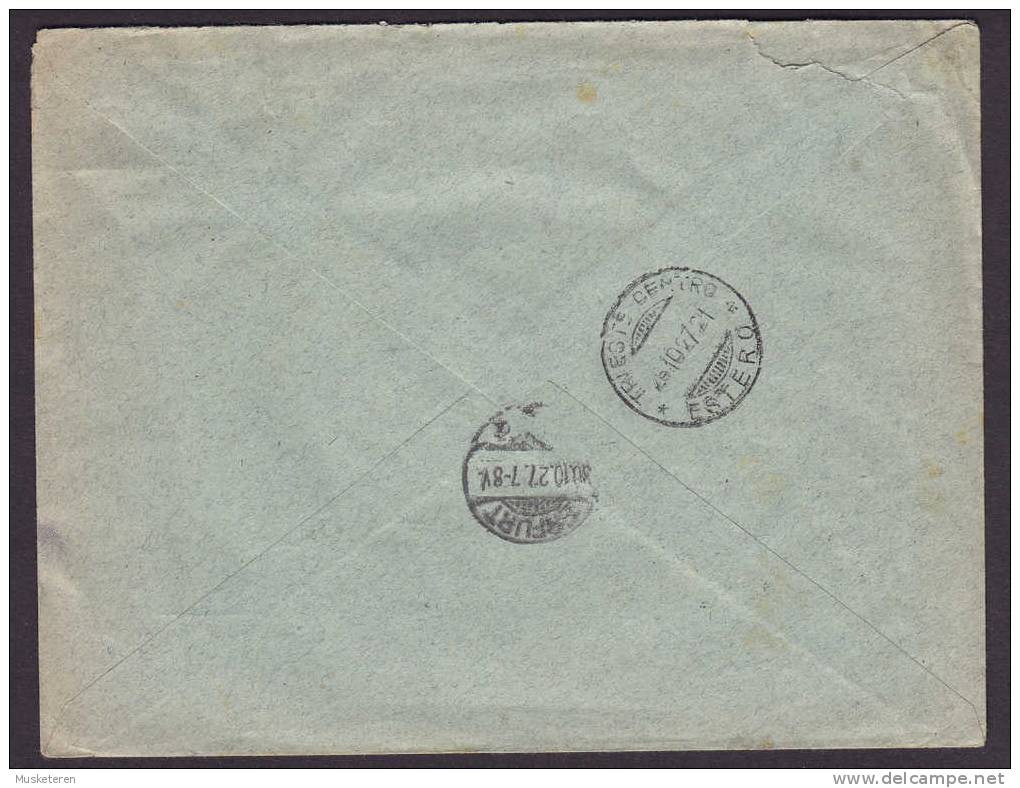 Italy CARLO GLESSICH Registered Recommandata TRIESTE (N. 7)(Via Cesare Battisti) Label 1927 Cover Erfurth Bayern Germany - Trento & Trieste