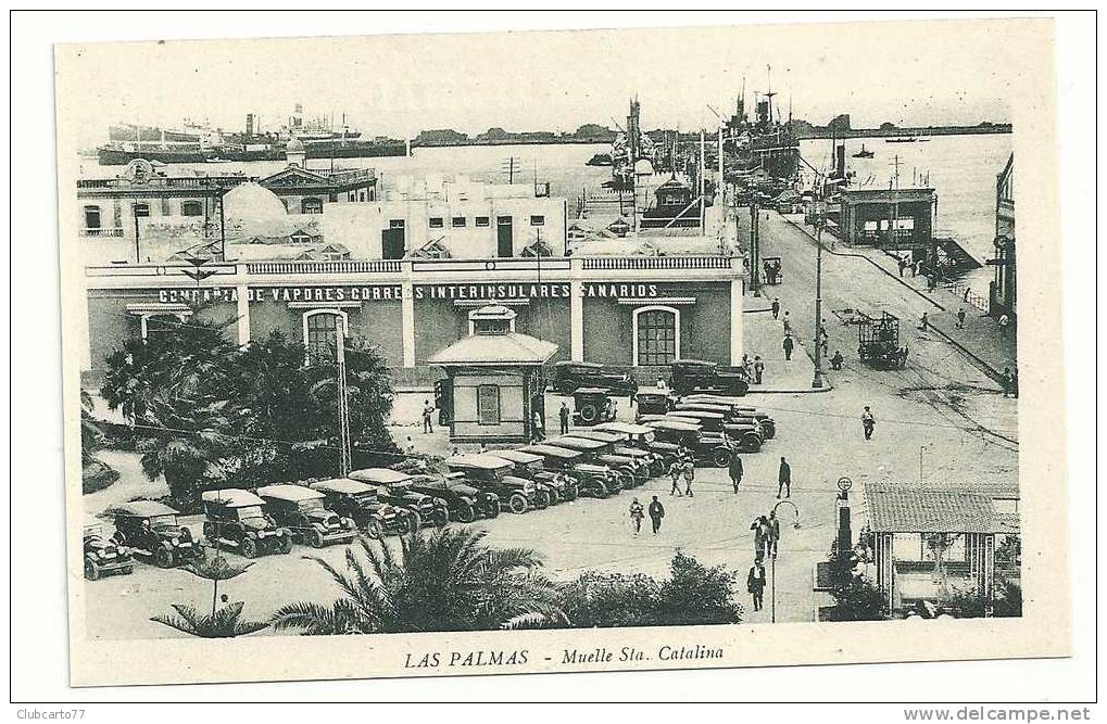 La Palma (Espagne) : Muelle Sta Catalina Y Parking De Companiade Vapores Voreos Y Estation Env 1930 (animée, Voitures). - La Palma