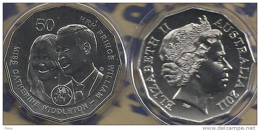 AUSTRALIA 50 CENTS ROYAL WEDDING WILLIAM & KATE  QEII HEAD 1YEAR TYPE 2011 UNC NOT RELEASED READ DESCRIPTION CAREFULLY!! - Other & Unclassified