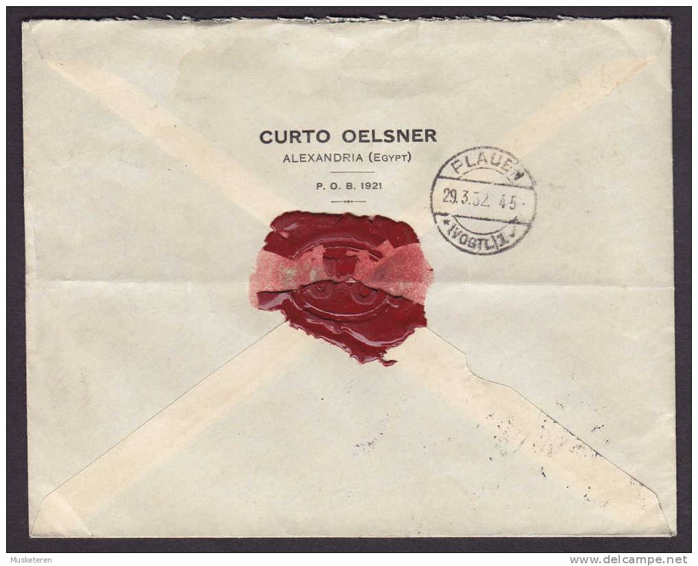 Egypt Egypte CURTO OELSNER (Seal) Registered Recommandée Einschreiben ALEXANDRIA Label 1932 Cover To PLAUEN Germany - Cartas & Documentos