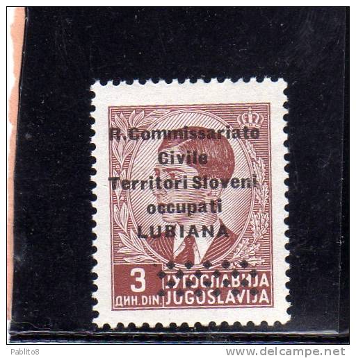 LUBIANA 1941 R. COMMISSARIATO 3 D MNH - Lubiana