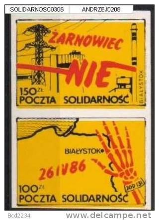 POLAND SOLIDARNOSC SOLIDARITY (SOLID0306/0208) SAY NO TO ZARNOWIEC POWER STATION NUCLEAR FUEL SAVE THE ENVIRONMENT - Etichette Di Fantasia