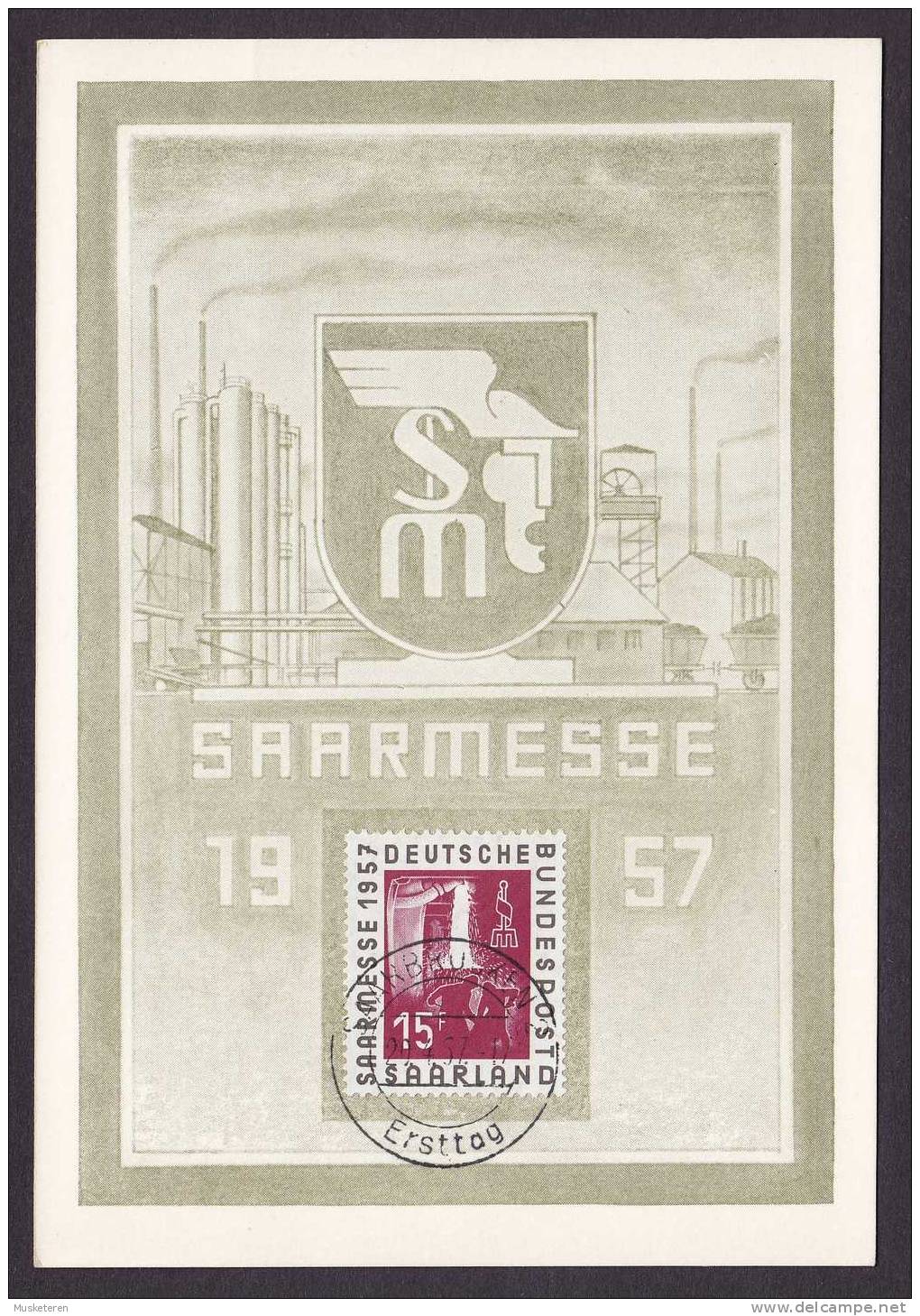 Saarland 1957 FDC Maximum Karte Internationaler Saarmesse, Saarbrücken - Maximum Cards