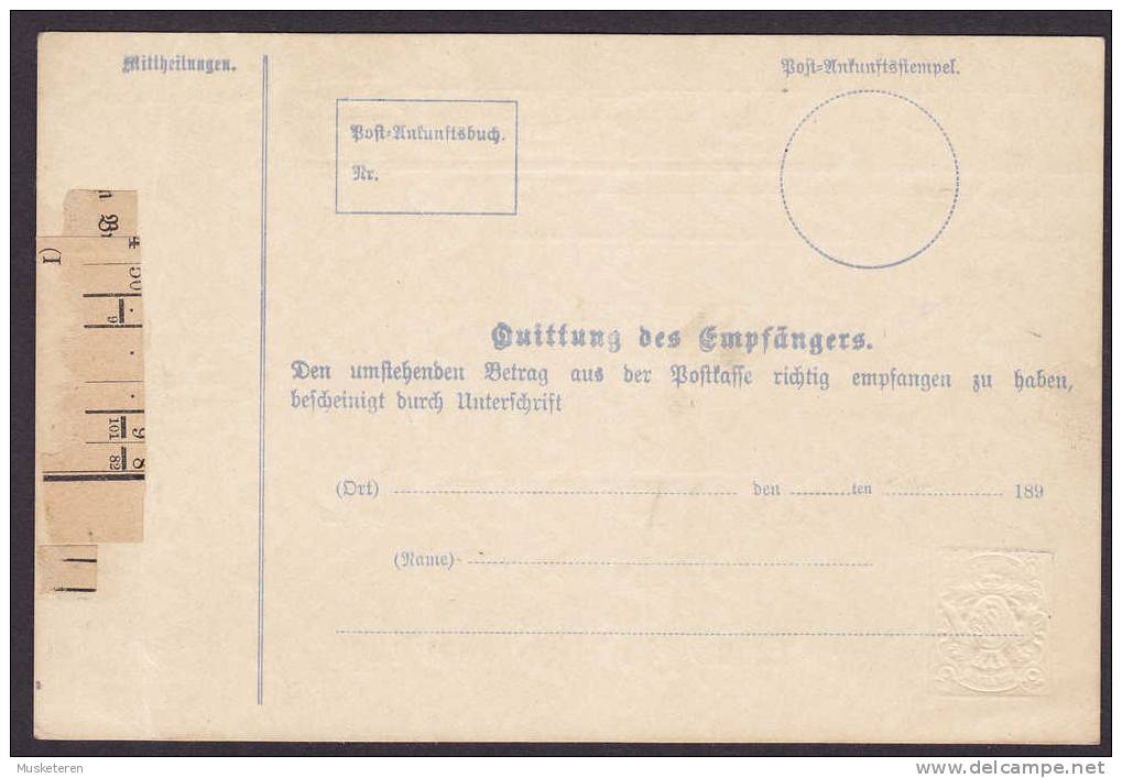 Bayern Postal Stationery Ganzsache Entier Post-Anweisung 1891 Type I (2 Scans) - Postal  Stationery
