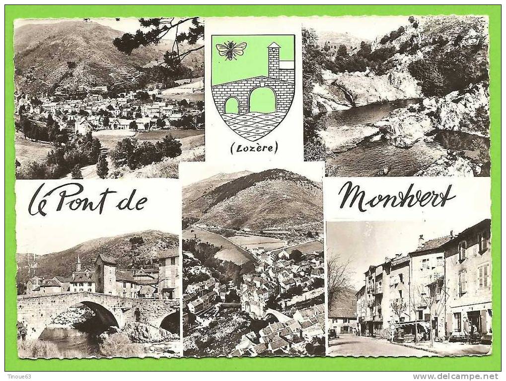 48 - LE PONT DE MONTVERT - CPSM G. F. - Multivues - Blason - Le Pont De Montvert