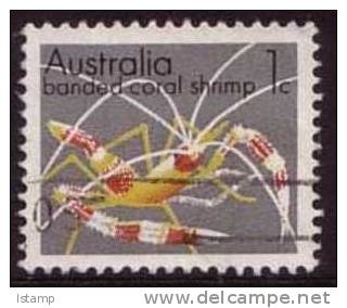 1973 - Australian Marine & Gemstone Definitive Issue 1c BANDED CORAL SHRIMP Stamp FU - Gebraucht