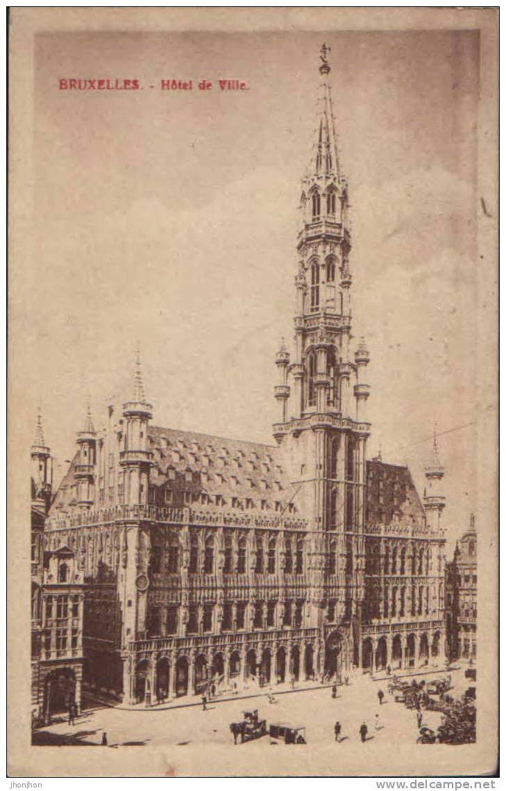 Belgique-Carte Postale 1918-Feldpost- Bruxelles-Hotel De Ville - 2/scans - Pubs, Hotels, Restaurants