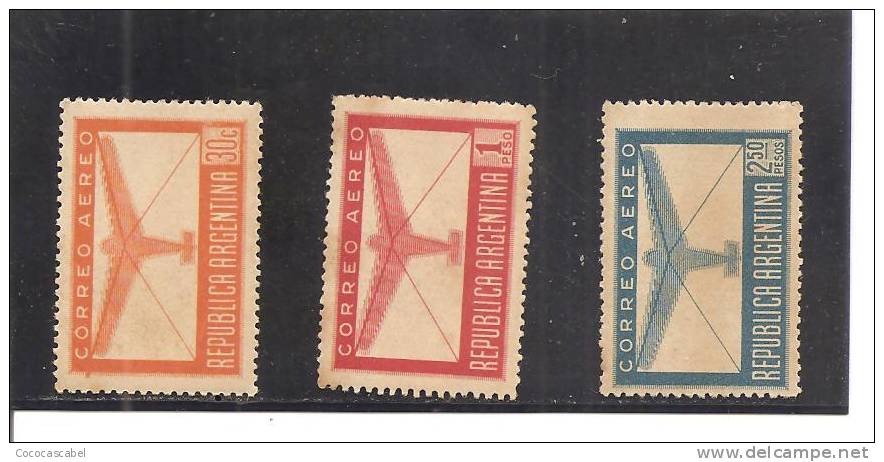 Argentina. Nº Yvert  Aéreo-27, 29-30 (MNH/**). - Luftpost