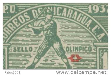 Baseball Player, Sport, Central American Caribbean Games, MNH 1937 Scott RA55-58 Nicaragua - Baseball