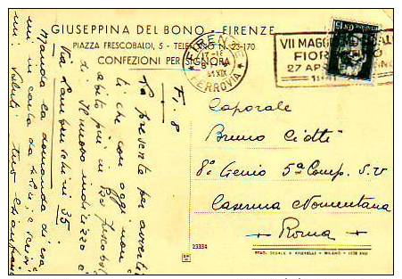 FIRENZE RARITA´ CARTOLINA PUBBLICITARIA CONFEZIONI GIUSEPPINA DEL BONO  VIAGGIATA NEL 1941 - Firenze