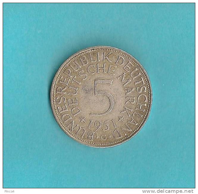 GERMANIA 5 MARCHI 1951 G - 5 Mark