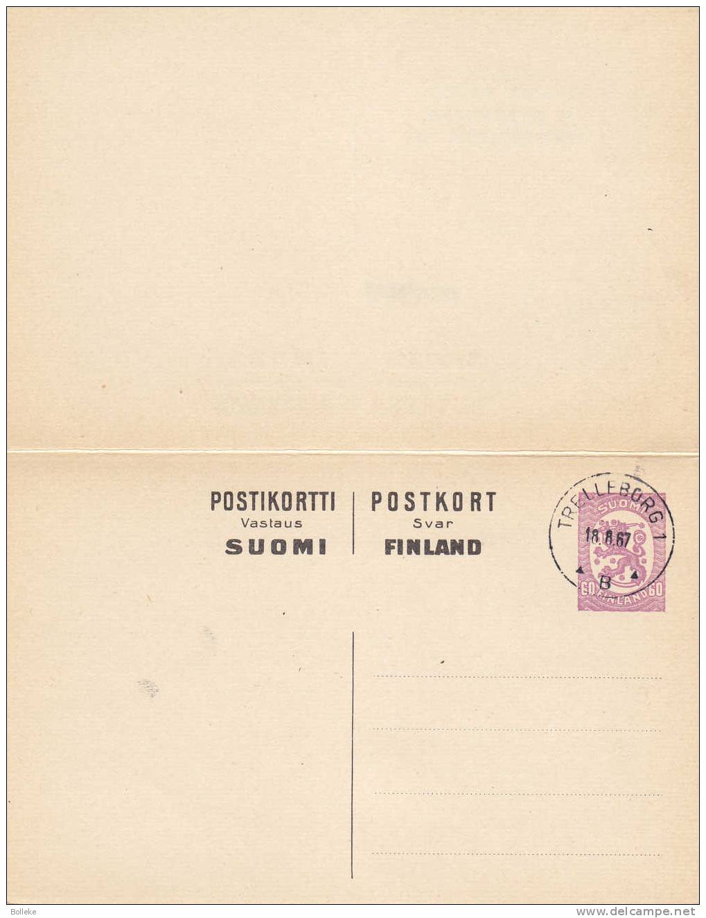 Finlande - Carte Postale De 1967 - Courrier Par Bateaux - Oblitération Sundsvall Et Trelleborg - Briefe U. Dokumente