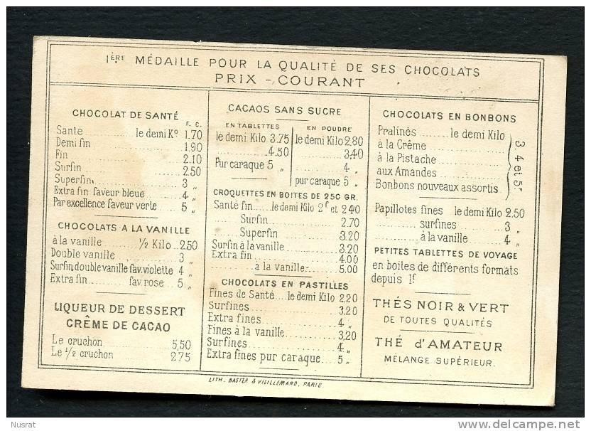 Chocolat Ibled Jolie Chromo Dorée Lith. Baster & Vieillemard, Couple Avec Bébé - Other & Unclassified
