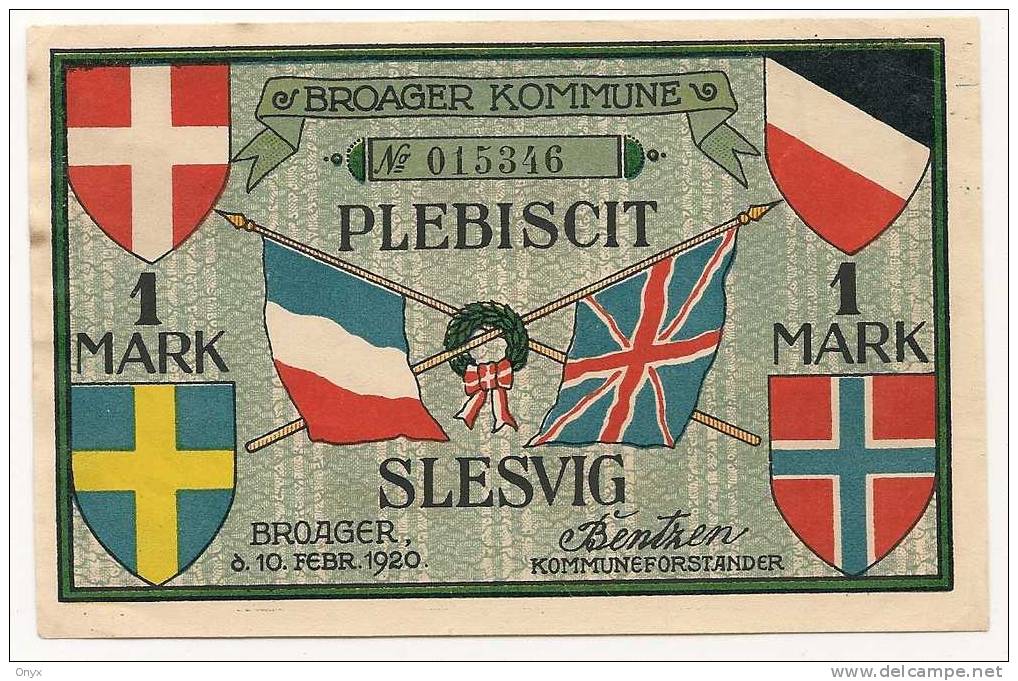 DANEMARK / DENMARK - BROAGER / 1 MARK 1920 - Danemark