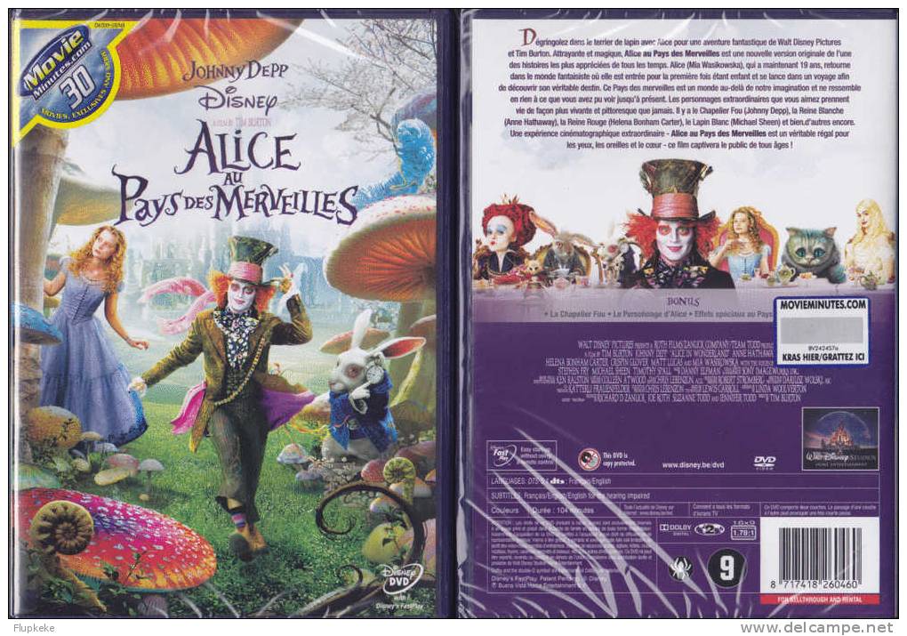 Dvd Zone 2 Alice Au Pays Des Merveilles Vf + Vostf Neuf Et Scellé Tim Burton Johnny Depp Danny Elfman Walt Disney - Action, Aventure