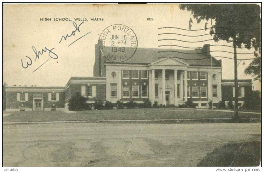 USA – United States –  High School, Wells, Maine –- 1948 Used Postcard [P3116] - Other & Unclassified