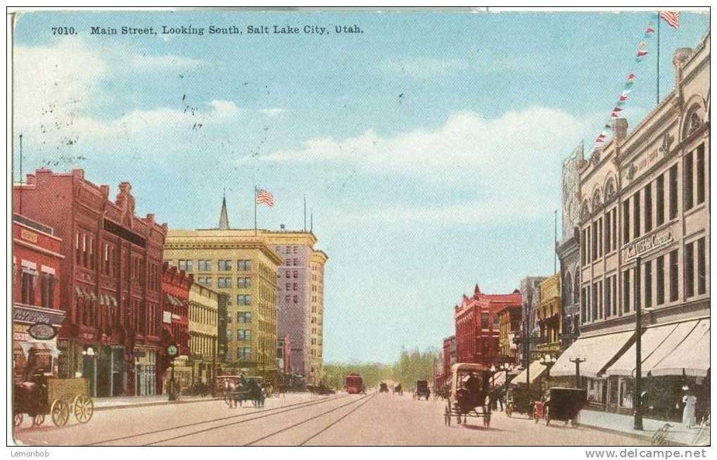 USA – United States –Main Street, Looking South, Salt Lake City, Utah 1912 Used Postcard [P3123] - Salt Lake City