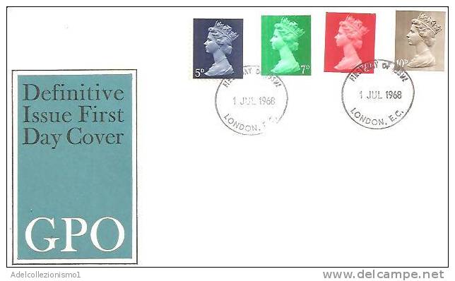 56720)lettera F.d.c. Inglese Con 4 Valori + Annullo - 1952-1971 Em. Prédécimales