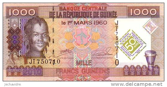 GUINEE 1 000 Francs Guinéens Commémoratif Cinquantenaire De La Monnaie  Daté Du 01-03-2010  ***** BILLET NEUF ***** - Guinée