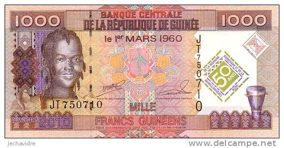 GUINEE 1 000 Francs Guinéens Commémoratif Cinquantenaire De La Monnaie  Daté Du 01-03-2010  ***** BILLET NEUF ***** - Guinea