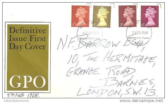 56741)lettera F.d.c. Inglese Con 4 Valori + Annullo - 1952-1971 Pre-Decimal Issues