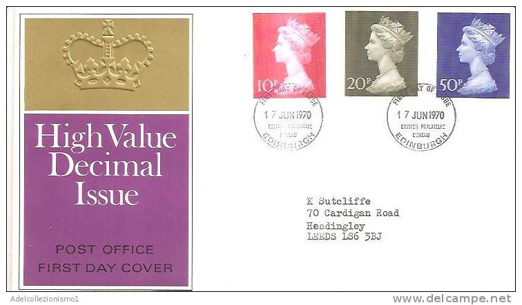 56750)lettera F.d.c. Inglese Con 3 Valori + Annullo - 1952-1971 Pre-Decimal Issues