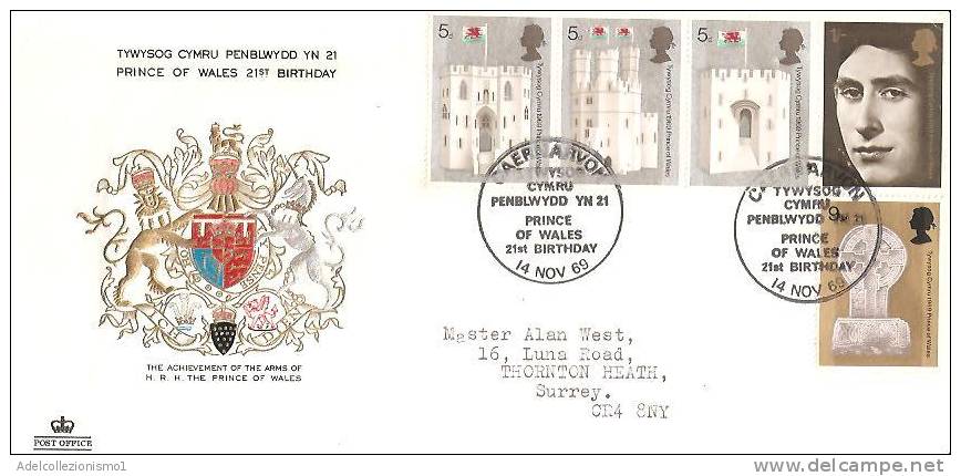 56771)lettera F.d.c. Inglese Con 5 Valori + Annullo - 1952-1971 Em. Prédécimales