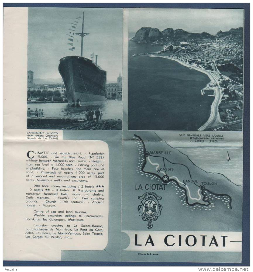 13 BOUCHES DU RHONE - 1956 - DEPLIANT TOURISTIQUE - LA CIOTAT - ADRESSES DE COMMERCES - Historische Dokumente