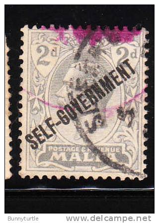 Malta 1922 King George V Overprinted Self Government 2p Used - Malta (...-1964)