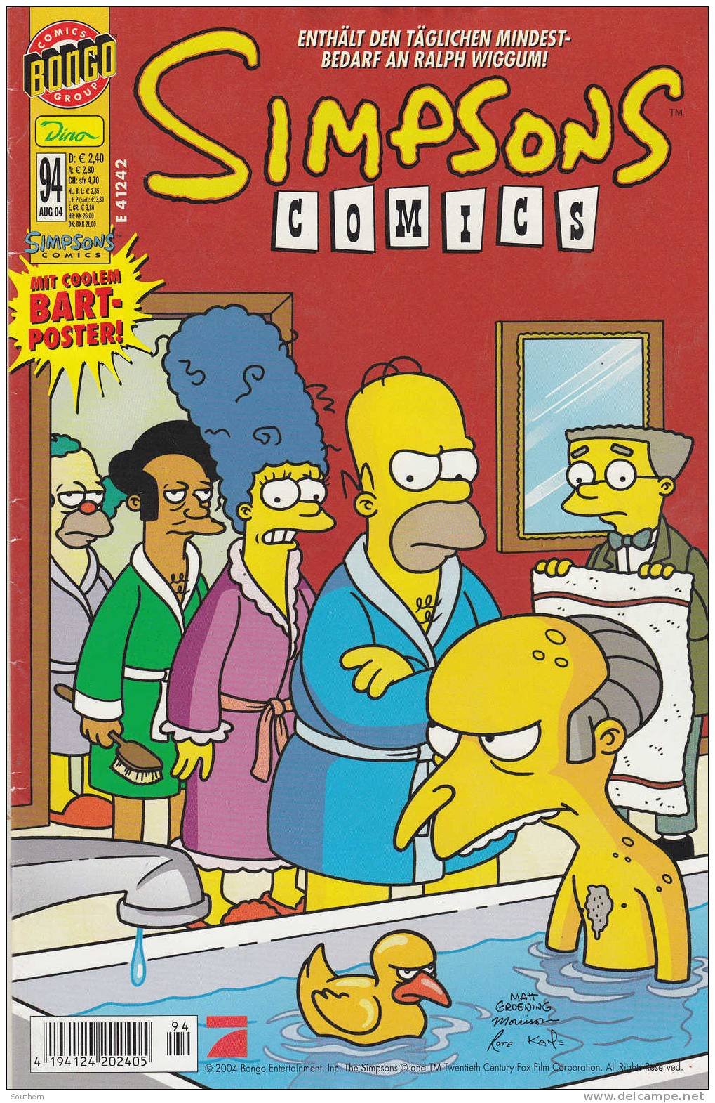 Bart Simpsons N°94 - 08/2004 - Simpsons Comics - Enthalt Den Taglichen Mindest-Bedarf An Ralph Wiggum ! - Simpsons, Die