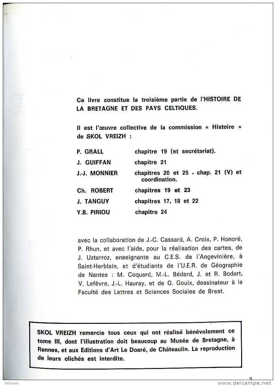 Histoire De La Bretagne Et Des Pays Celtiques T.3 : La Bretagne-Province De 1532 à 1789, Ed. Skol Vreizh, 1986 - Bretagne