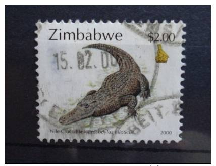 2000 Zimbabwe Animals,nile Crocodile $2,-  Used/gebruikt - Zimbabwe (1980-...)