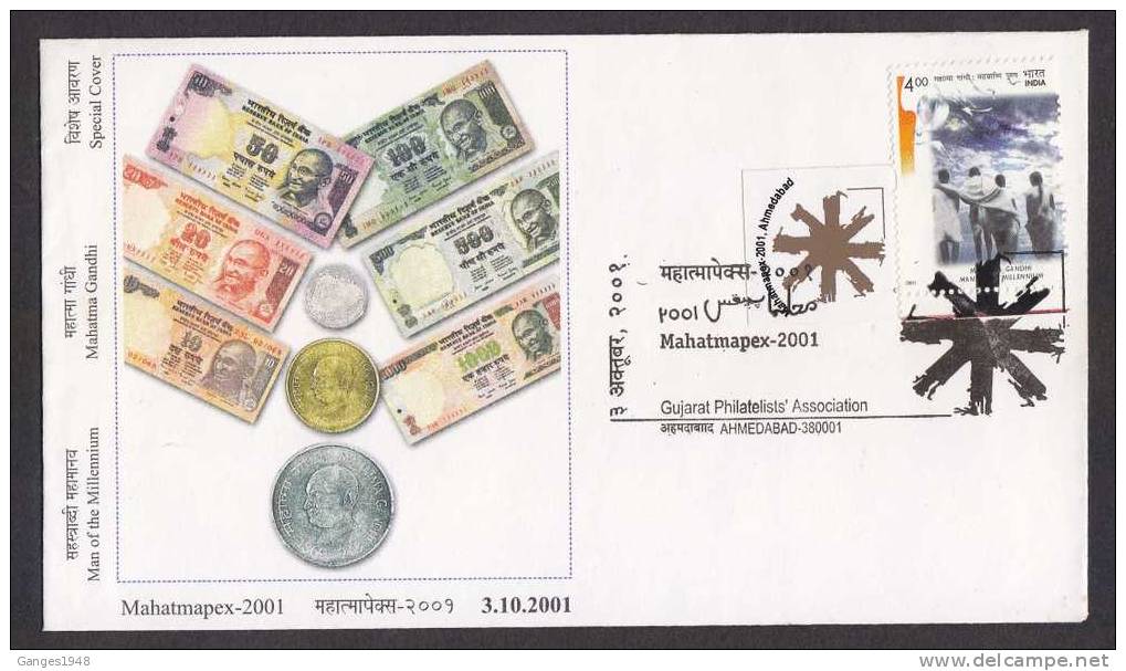 India Mahatma Gandhi  Banknotes & Coins Printed 2001 Label Cover #22997 - Mahatma Gandhi