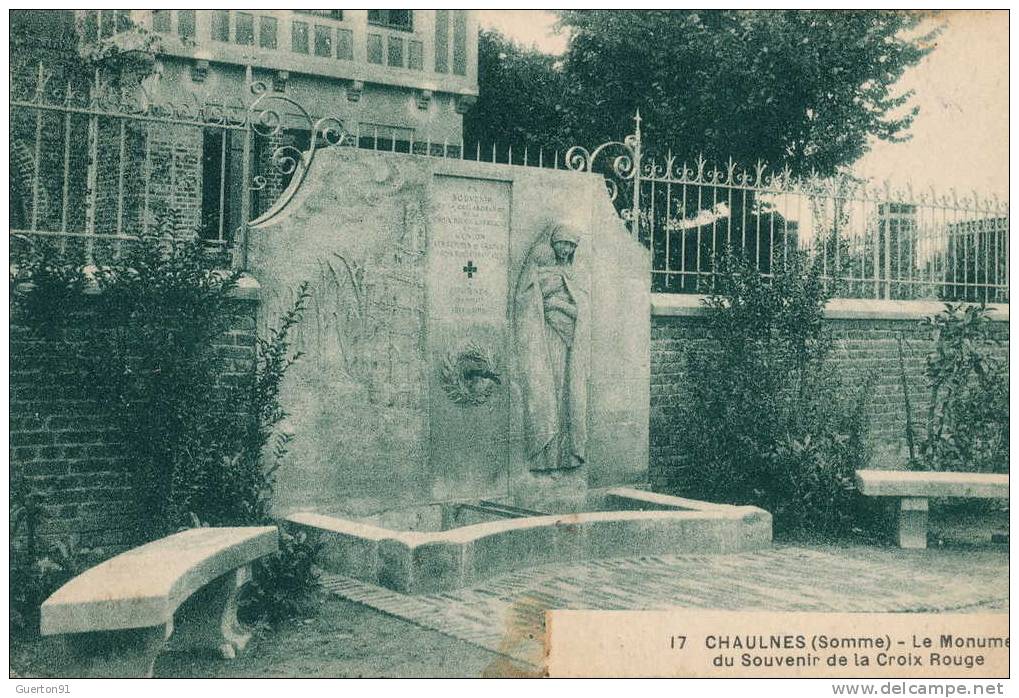 CPA  (80)   CHAULNES  /  Le Monument Du Souvenir De La Croix Rouge  - - Chaulnes