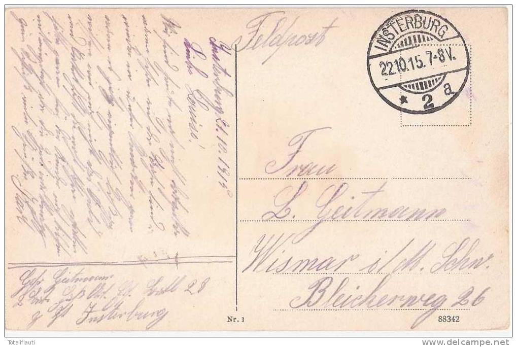 Insterburg Dessauer Hof Color 22.10.1915 Gelaufen Als Feldpost Belebt Tschernojachowsk - Ostpreussen