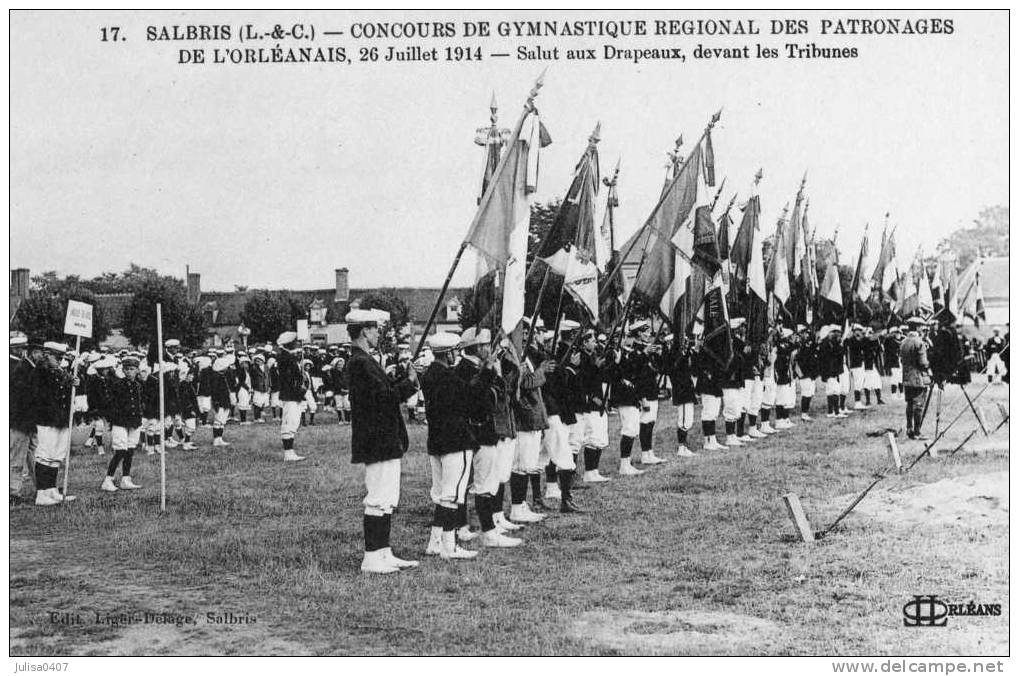 SALBRIS (41) Fete De Gymnastique Revue Des Drapeaux Belle Animation - Salbris