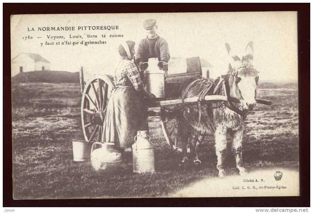 Cpa Du 50 Porteur De Lait Charette Tirée Par L' Âne Normandie Pittoresque ABE66 - Basse-Normandie