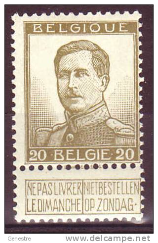 Belgique - 1912 - COB  119 * (MH) - Charnière Légère - 1912 Pellens