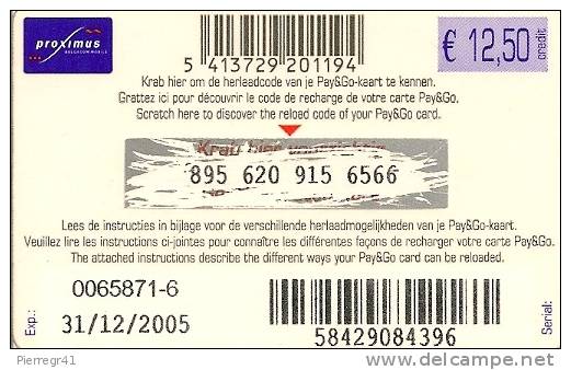 CARTE PREPAYEE-12.5€-BELGE-PROXIMUX--12/2005-DEPARTURE-BE - Cartes GSM, Recharges & Prépayées