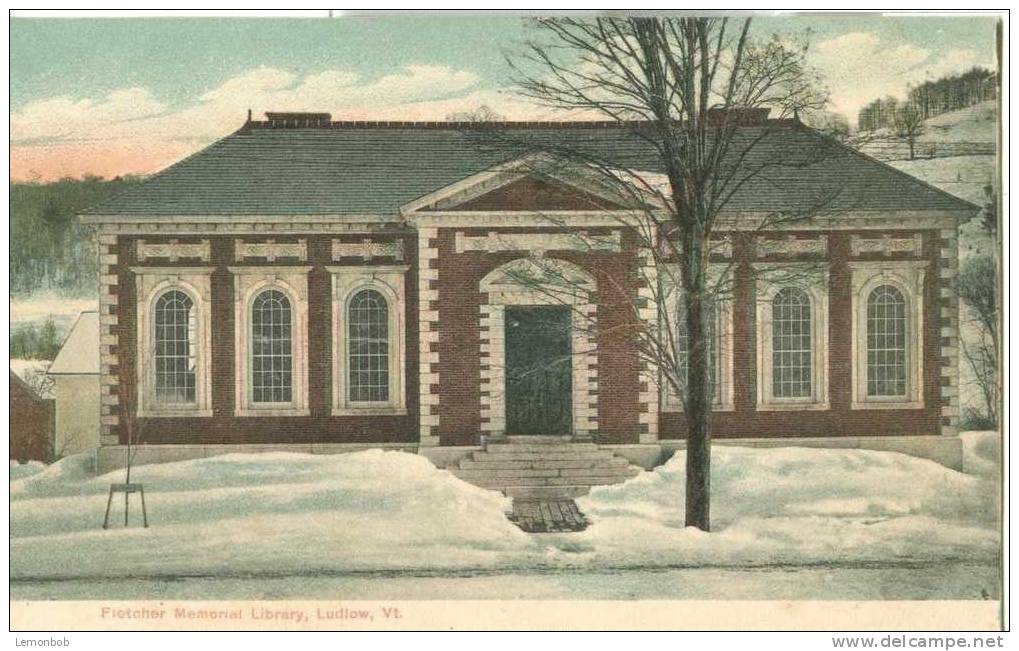 USA – United States – Fletcher Memorial Library, Ludlow, Vt. – Early 1900s Unused Postcard [P3130] - Other & Unclassified