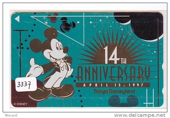 Télécarte  JAPON  DISNEY  (3337) Métal NEUVE Japon DISNEY / 110-186841 - Disneyland 14 Th Anniversa - Disney