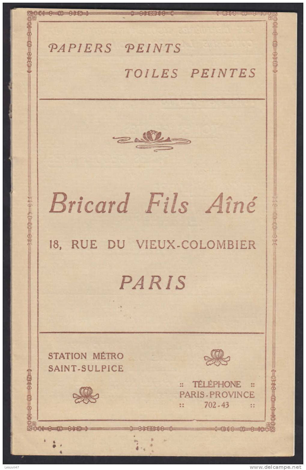 Catalogue  " Bricard Fils Ainé, Papiers Peints ". - Pubblicitari