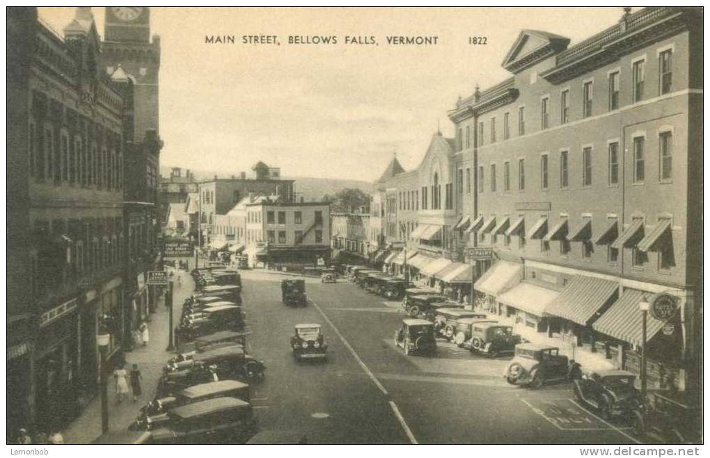 USA – United States – Main Street, Bellows Falls, Vermont 1920s Unused Postcard [P3141] - Other & Unclassified