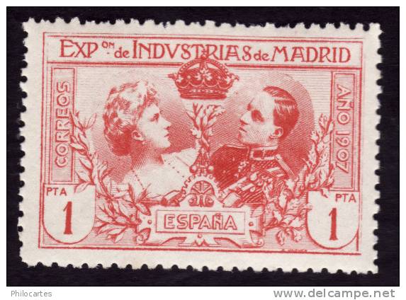 ESPAGNE. 1907   -  Y&T  240  - Exposition De Madrid   1p Rouge -  NEUF*  -  Cote 15e - Unused Stamps