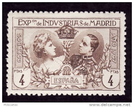 ESPAGNE. 1907   -  Y&T  241  - Exposition De Madrid   4p Bistre -  NEUF*  -  Cote 15e - Unused Stamps